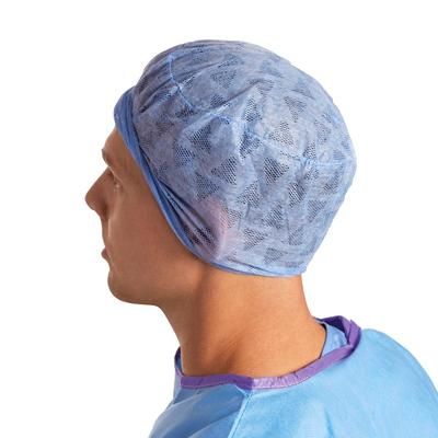 Medline Premium Nonwoven Composite Material Head Cover, Elastic Back and Adjustable Front, Blue, Size Regular, 100/BX (NON61950Z)