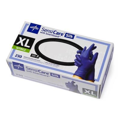 Medline SensiCare Silk Powder-Free Nitrile Exam Gloves with SmartGuard Film, Size XL, 230/BX (MDS2587H)
