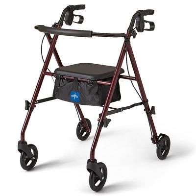 Medline Superlight Steel Rollator, Red, 1 EA (MDS86825SLRS)