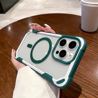 TEMU Spliced Color Bump Anti-drop Magnetic Phone Case, For Pro Max Phone Case Male And Female Phone Case 15pro/14pro/ 13pro /12pro, Anti-drop Shell Anti-scratch High Case