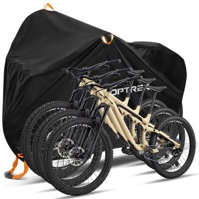 TEMU Toptrek Bicycle Cover, Fits 3 Bikes, 210d Oxford Fabric Outdoor Cover, 220 X 120 X 110cm, High-quality Protective Cover With Lock Eyelets, Uv-resistant And Tear-proof