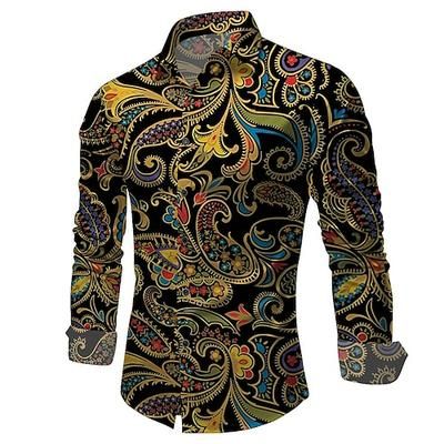 Retrò Vintage Anni '70 Camicia Camicia Aloha Hippie Paisley Costume Per uomo Mascherata Feste Abbigliamento quotidiano Parata dell'Orgoglio Adulti Camicia
