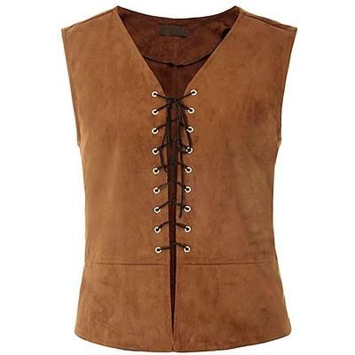 Per uomo Gilet Panciotto Gilet in pelle scamosciata Prestazioni Feste Halloween Punk e gotico Rinascimento medievale Autunno Inverno Vintage ▾ Poliestere Elastene Cosplay Tinta unica Rosso bordeaux