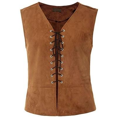 Per uomo Gilet Panciotto Gilet in pelle scamosciata Prestazioni Feste Halloween Punk e gotico Rinascimento medievale Autunno Inverno Vintage ▾ Poliestere Elastene Cosplay Tinta unica Rosso bordeaux