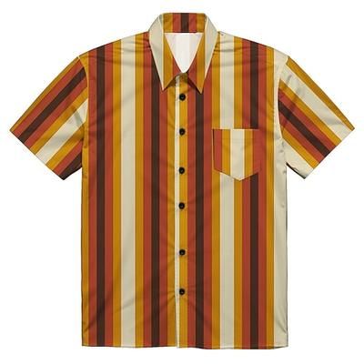 Retrò Vintage Anni '70 Camicia Camicia Aloha Hippie Disco Floreale A righe Costume Per uomo Mascherata Vacanza Feste Parata dell'Orgoglio Adulti Camicia