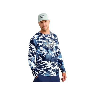 HUK Performance Fishing KC Print Icon Performance Crew - Men's Marolina Blue Medium H1200585-420-M