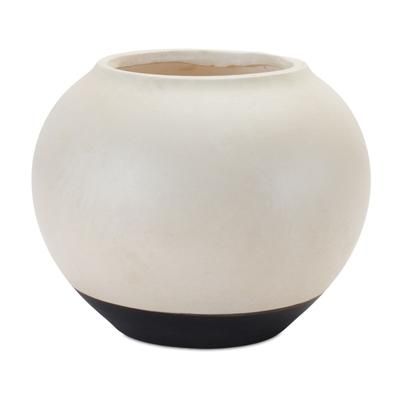 Pot 8.75"D x 7.25"D Ceramic by Melrose in Cream/black