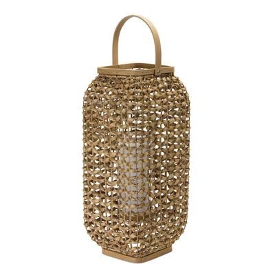Lantern 20"H Wicker/Glass by Melrose in Beige/brown