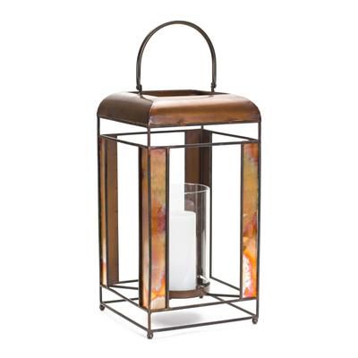 Lantern 9"L x 17.25"H Metal/Glass by Melrose in Bronze