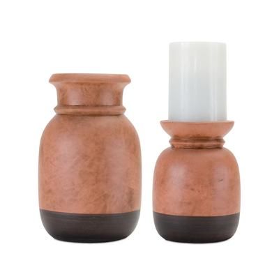 Candle Holder (Set of 2) 6.25"H, 8.25"H Ceramic by Melrose in Black