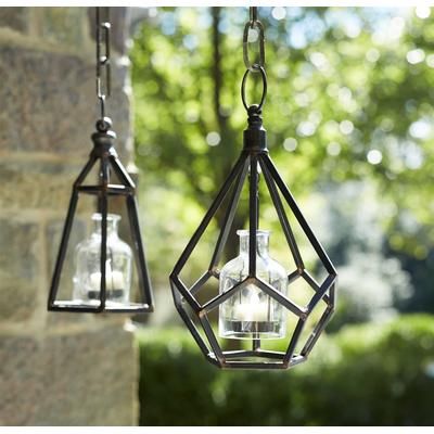 Hanging Tea Light Holder (Set of 2) 10.5"H Metal/Glass by Melrose in Copper