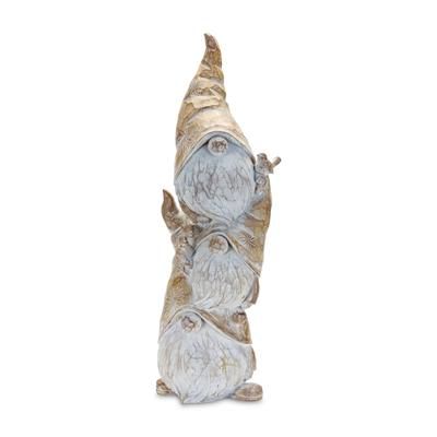 Triple Gnome Stack 23"H Resin by Melrose in Brown/white