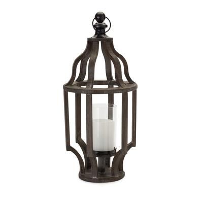 Candle Holder 9"L x 22.5"H Wood/Glass by Melrose in Brown/black