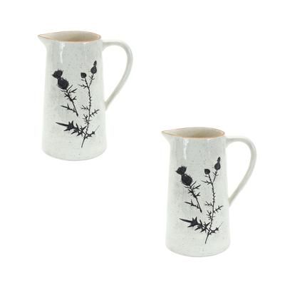 Pitcher (Set of 2) 10"H Ceramic by Melrose in White/black
