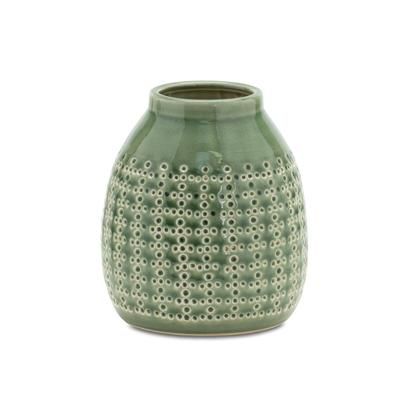Container 6.5"H Terra Cotta by Melrose in Green/white