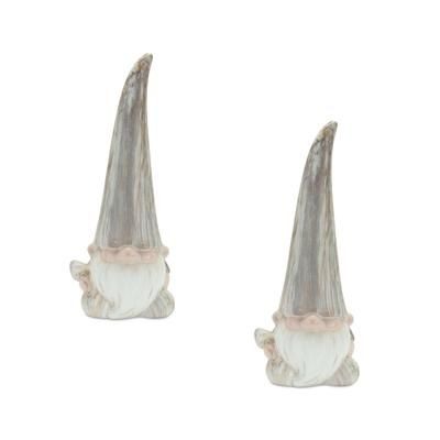 Modern Terra Cotta Gnome Figurine with Marble Finish (Set of 2) by Melrose in Blue/white/grey