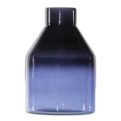 Blue Soda Lime Glass Bottle Vase 7"H by Melrose in Blue