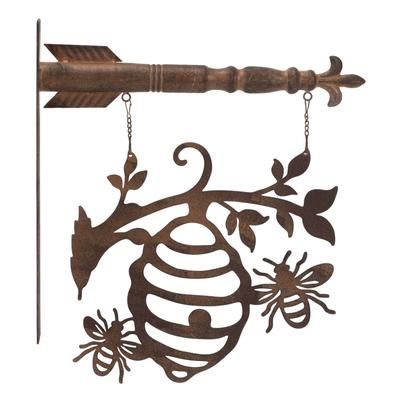 Bumble Bee Hive Garden Sign 15.5"H by Melrose in Bronze