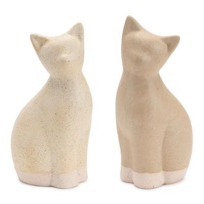 Ceramic Cat Decor (Set of 2) by Melrose in Beige