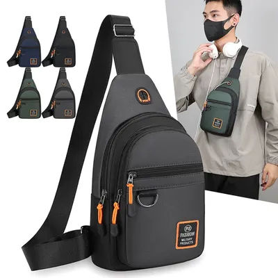 Casual Men Chest Bag Nylon Small Shoulder Bag Running Cycling Belt Sling Bag Outdoor Sport Crossbody Bag Travel Phone Pouch Bag