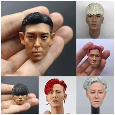 1/6 Scale BIGBANG Head Sculpt Male Solider Korean Star Head Played Model for 12in Action Figure Toys Collections