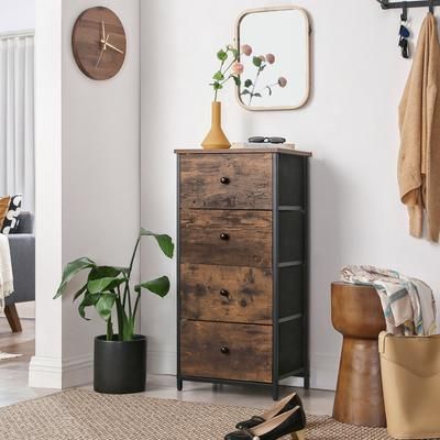 TEMU Songmics Chest Of Drawers Bedroom, Drawer Storage , Dresser With 4 Fabric Drawers, Metal Frame, Tall And Slim