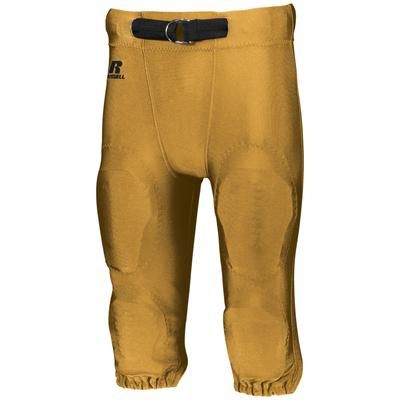 Russell Athletic F2562M Deluxe Game Football Pant in Gold size XS | Nylon/Spandex Blend