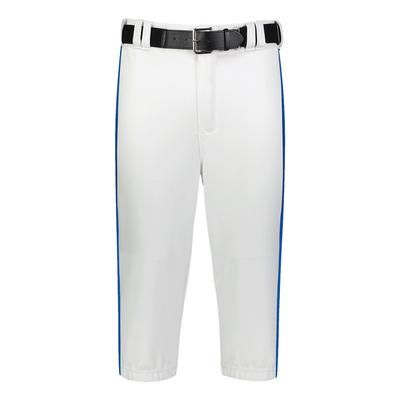 Russell Athletic R21LGM Piped Diamond Series Baseball Knicker 2.0 in White/Royal size Medium | Polyester