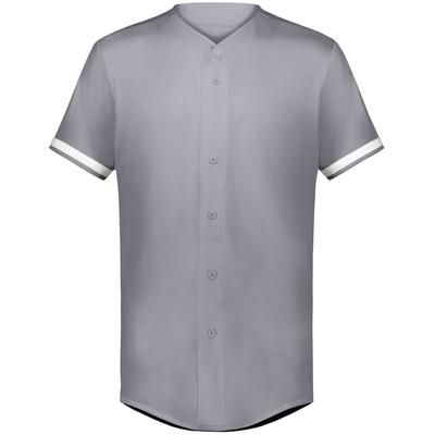 Augusta Sportswear 6909 Athletic Cutter+ Full Button Baseball Jersey T-Shirt in Graphite Grey size Large | Polyester/Spandex Blend