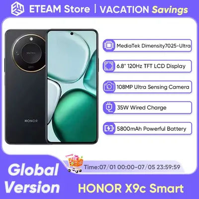 Global Version HONOR X9c Smart Dimensity 7025 Ultra 6.8" 120Hz LCD Display 108MP Ultra Camera 5800mAh Battery 35W SuperCharger