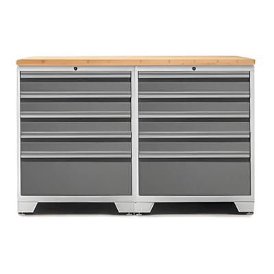 NewAge Garage Cabinets PRO Platinum 3-Piece Garage Cabinet Set with Bamboo Top