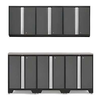 NewAge Garage Cabinets PRO Grey 7-Piece Work Station with Stainless Steel Top