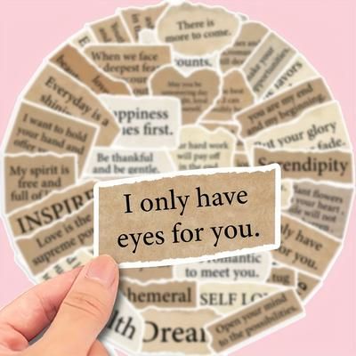 TEMU 50pcs 's Day Love Poems Text Diy Waterproof Graffiti Stickers Wall Decals Hand Account Party Supplies Set Decor Guitar Notebook Helmet Skateboard Luggage Mobile Phone Computer