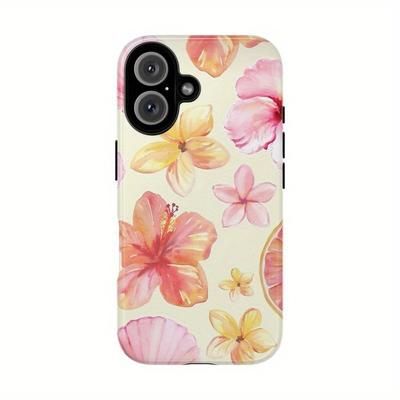 TEMU Tropical Floral Phone Case, Island Vibe Phone Cover, Phone Shell, Beach Phone Case, Hibiscus, Citrus, Unique, Creative, Suitable For Iphone 16, 15, 14, 13, 12, 11 Pro Max Pro Plus