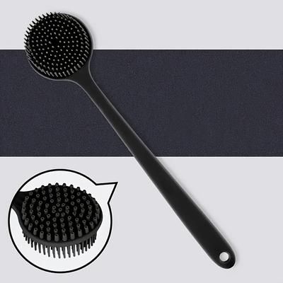 TEMU Soft Silicone Long-handle Bath Brush - Gentle Back Scrubber For Deep Clean & Skin Care, Battery-free, Massage