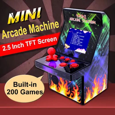 Mini Arcade Station 8 Bit Game Machine Built In 200 Games 2.5'' TFT Screen Handheld Game Console for Kid Gift
