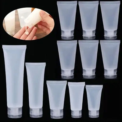 10Pcs 15ml-100ml Frosted Cosmetic Soft Tubes Bottles w/ Flip Lids Matte Clear Plastic Sample Containers For Hand Cream Lotions