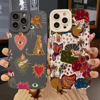 Floral Leopard Eyes Phone Case For Samsung Galaxy S25 S24 S23 S22 S21 Ultra Plus FE A16 A06 A26 A54