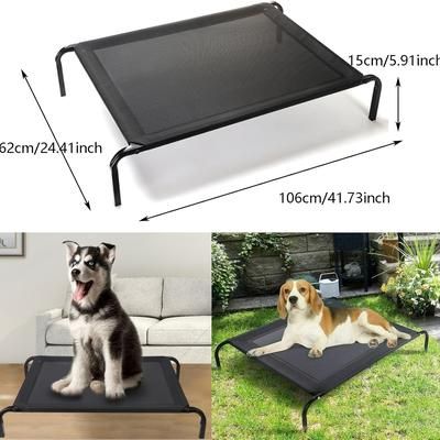 TEMU Raised Dog Bed Cooling Breathable Elevated Pet Bed Elevated Dog Bed Cat Bed Large Dog Sofa Camping Bed Washable Breathable Mesh & Rubber Feet Travel Orthopedic Bed Metal Frame