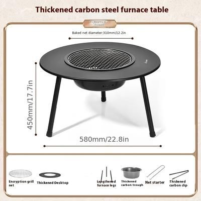 TEMU Portable Fire Pit Grill Set, Suitable For Gatherings, Family Parties, Weekend Festivals, Ideal For Courtyard, Outdoor And Tea, Cozy Relaxation, Bbq Companion. No Power Required