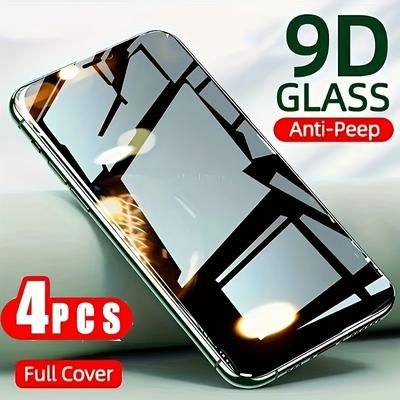 TEMU 4-pack 5-pack Tempered Glass Privacy Screen Protector For Iphone 11/12/13/14/15/16 Series, Anti-peep Gloss Protection, High Definition, 9h Hardness,