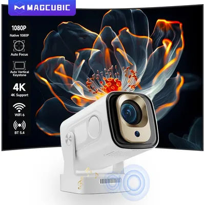 Magcubic HY310 Projector 4K Supported 1080P Android 11 Auto Focus 330 ANSI WiFi6 BT5.4 Air Mouse Voice Control Portable Home