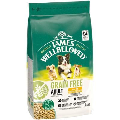 1.5kg Adult Grain-Free Turkey & Veg James Wellbeloved Dry Dog Food