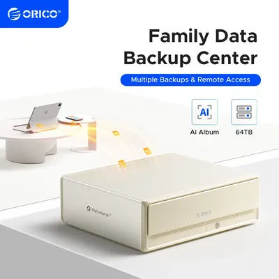ORICO Home Media Data Center 3.5" Dual-bay Type-C NAS Real-time Transcoding Global Remote Access for Samba DLNA,iOS MacOS System
