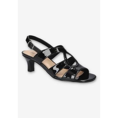 Wide Width Women's Zella Heeled Sandal by Easy Street in Black Patent (Size 7 W)