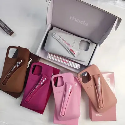 Luxury Rhode Lipstick Soft Silicone Case for iPhone 16 Plus 15 13 11 14 12 Pro Max Portable Lip