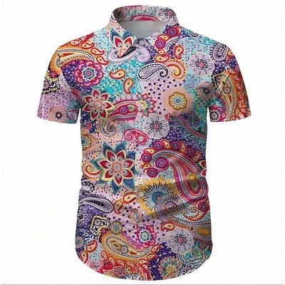 Retrò Vintage Anni '70 Camicia Camicia Aloha Hippie Disco Paisley Etnico Costume Per uomo Mascherata Vacanza Feste Parata dell'Orgoglio Adulti Camicia
