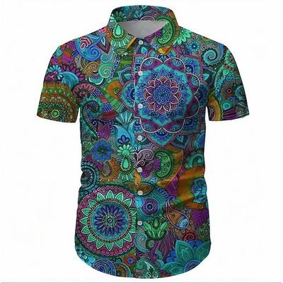Retrò Vintage Anni '70 Camicia Camicia Aloha Hippie Disco Paisley Etnico Costume Per uomo Mascherata Vacanza Feste Parata dell'Orgoglio Adulti Camicia