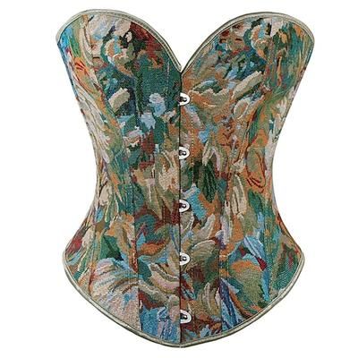 Rococò Completo Mascherata Corsetto Overbust Cosplay Jacquard Controllo della Pancia Push-Up Jacquard Costume Per donna Reale Mascherata Feste Carnevale di Venezia Adulti Corsetto