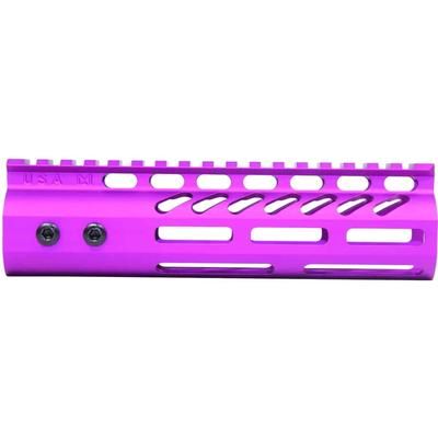 Guntec USA AR-15 7in Ultra Lightweight Thin M-LOK Free Floating Handguard w/ Monolithic Top Rail Anodized Purple GT-7MLK-PURPLE
